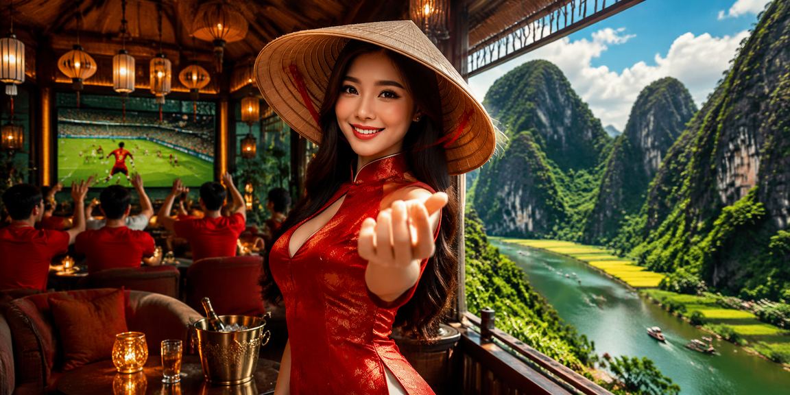 Người dùng đặt cược thể thao tại Ninh Bình với nón lá truyền thống bên cạnh